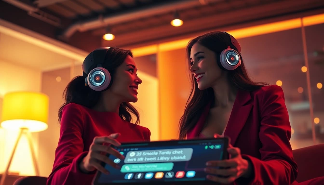 Engaging scene showcasing AI characters in an intimate conversation for sex chat ai.