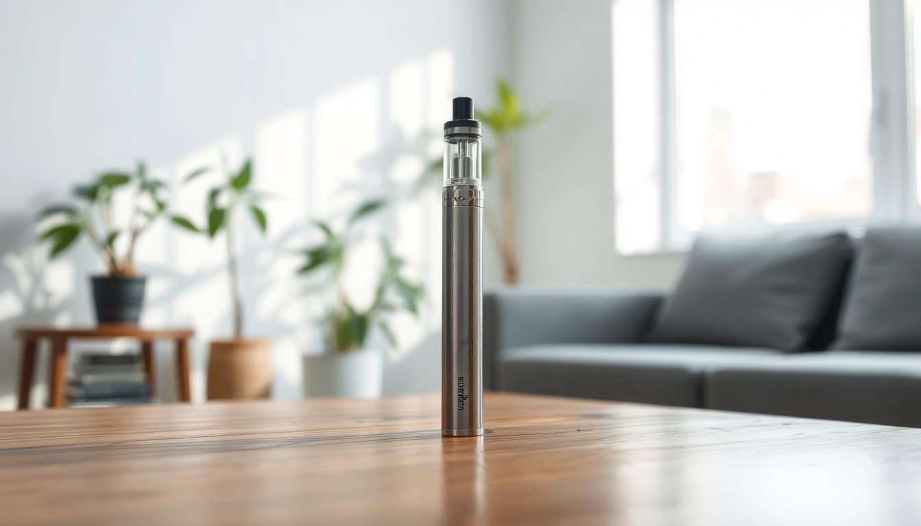 Vape Pen showcased elegantly on a wooden table, highlighting its premium design.