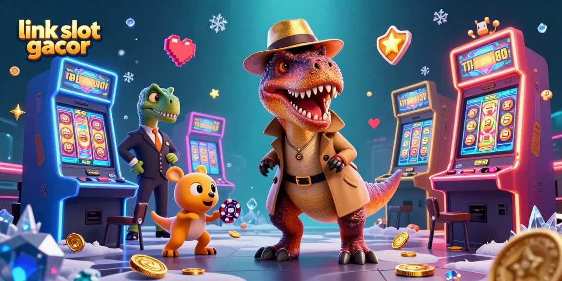 Experience the excitement of winning at link slot gacor with vibrant visuals, colorful characters, and dynamic slot machines.