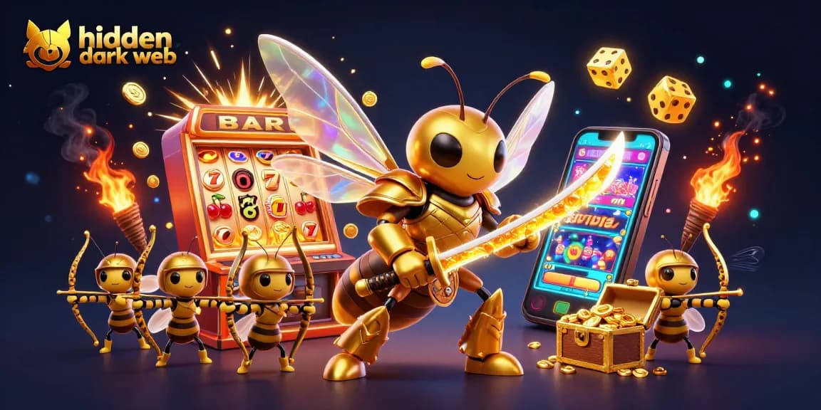 Spin the reels on the hidden wiki dark web-themed slot machine, amidst a vibrant jackpot explosion.