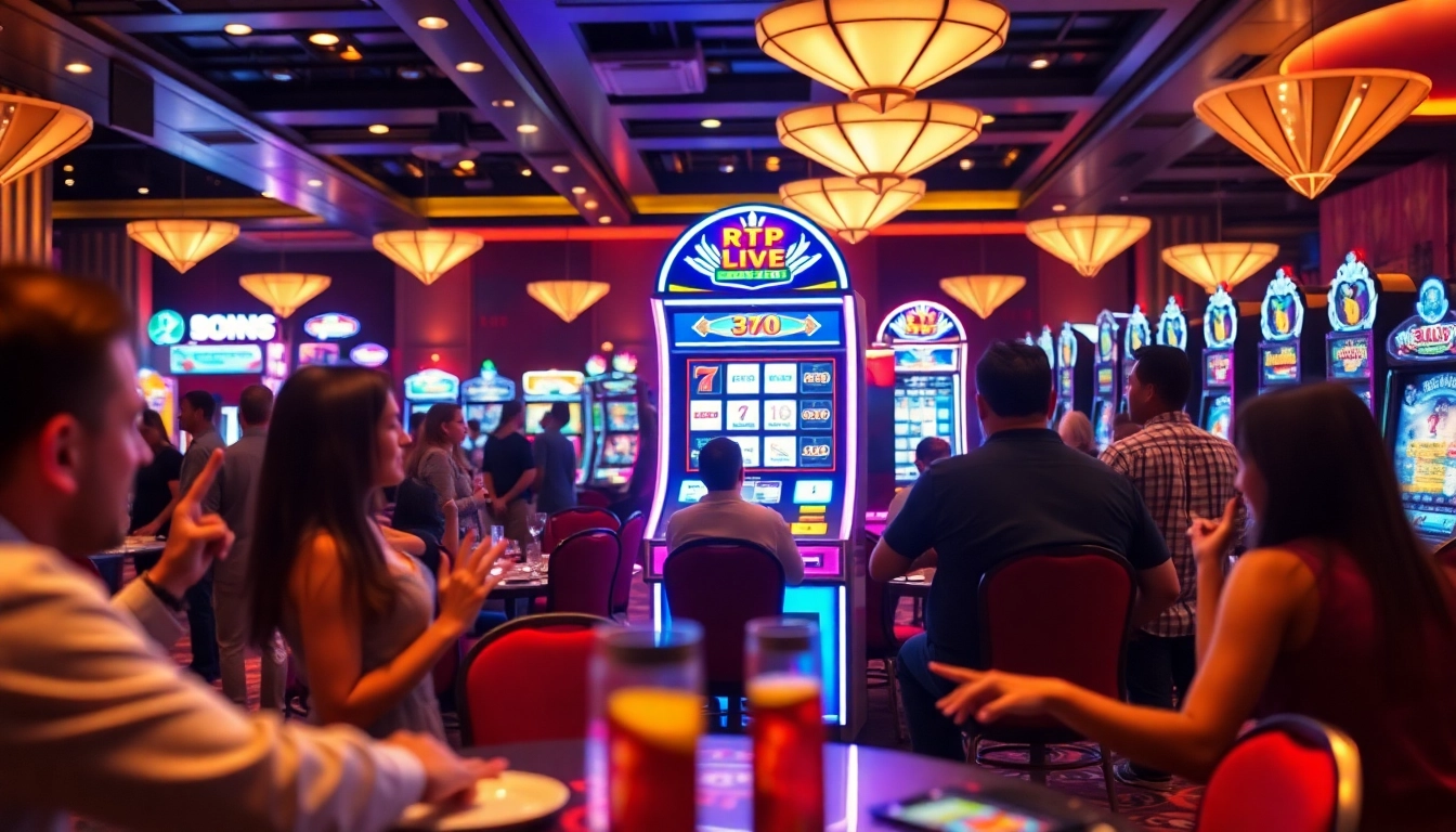 Rtp slot live menampilkan keseruan pemain saat bermain mesin slot di kasino.