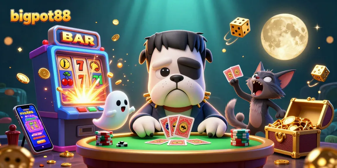 Experience exhilarating gameplay at bigpot88 with a vibrant casino-themed illustration featuring fun characters and dynamic elements.