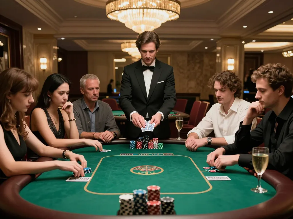 Players engaging in high-stakes poker at 388bet, showcasing strategy and emotional tension.