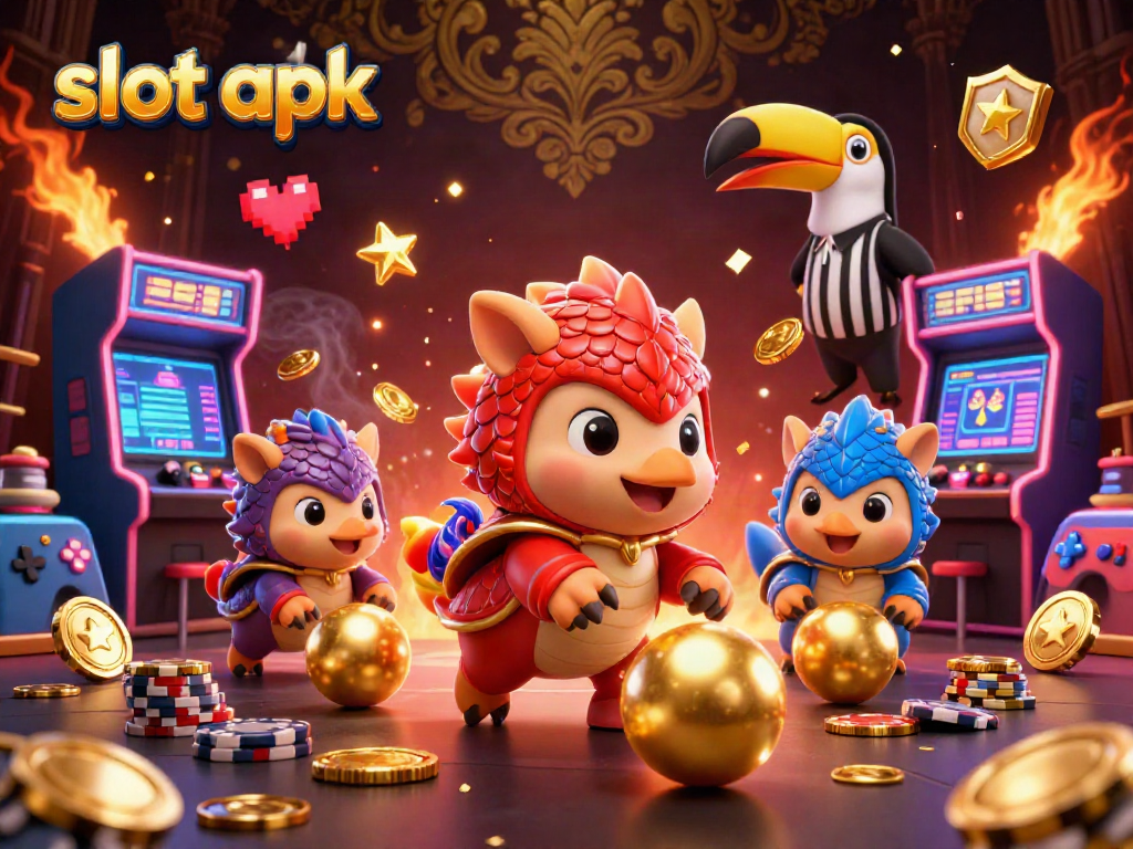 Engage in thrilling slot apk adventures with animated pangolins rolling through casino elements.