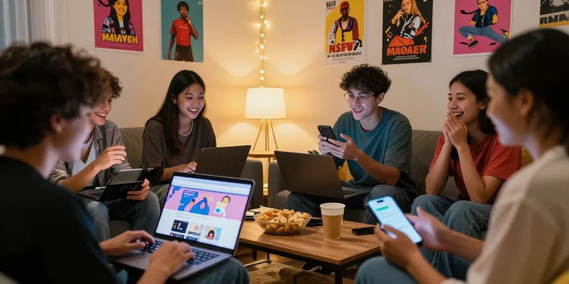 Youthful group engaging in NSFW content discussions in a cozy setting