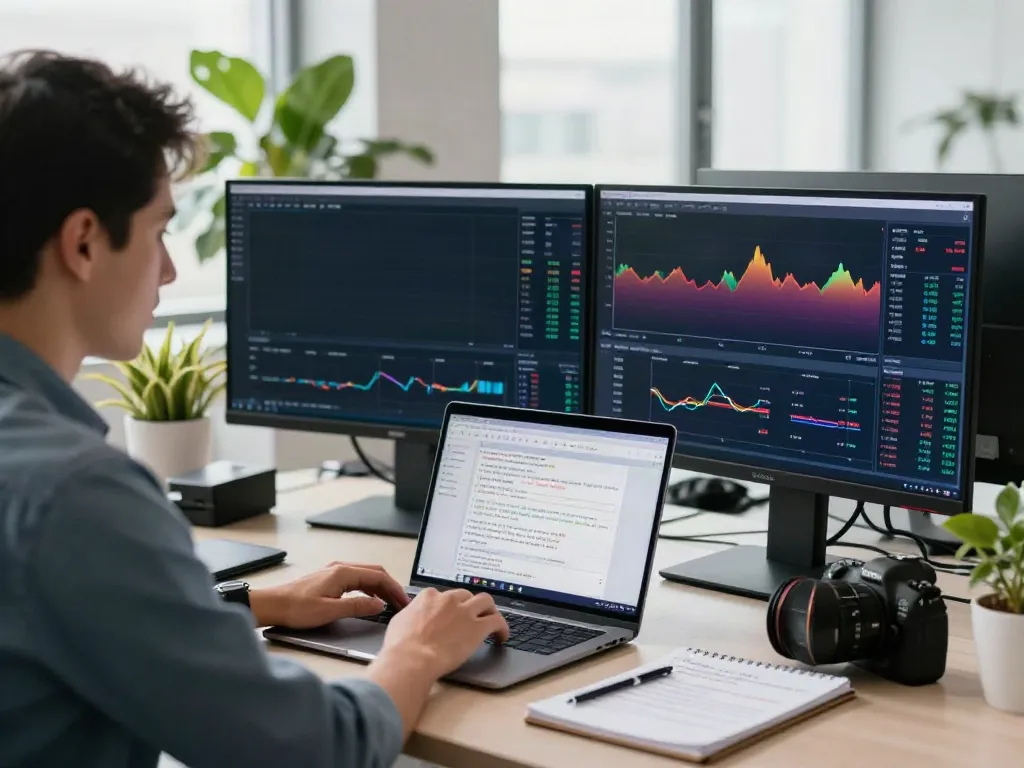tradingview官网 user analyzing market data in a modern trading workspace