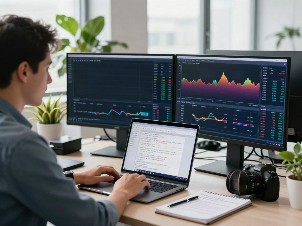 tradingview官网 user analyzing market data in a modern trading workspace