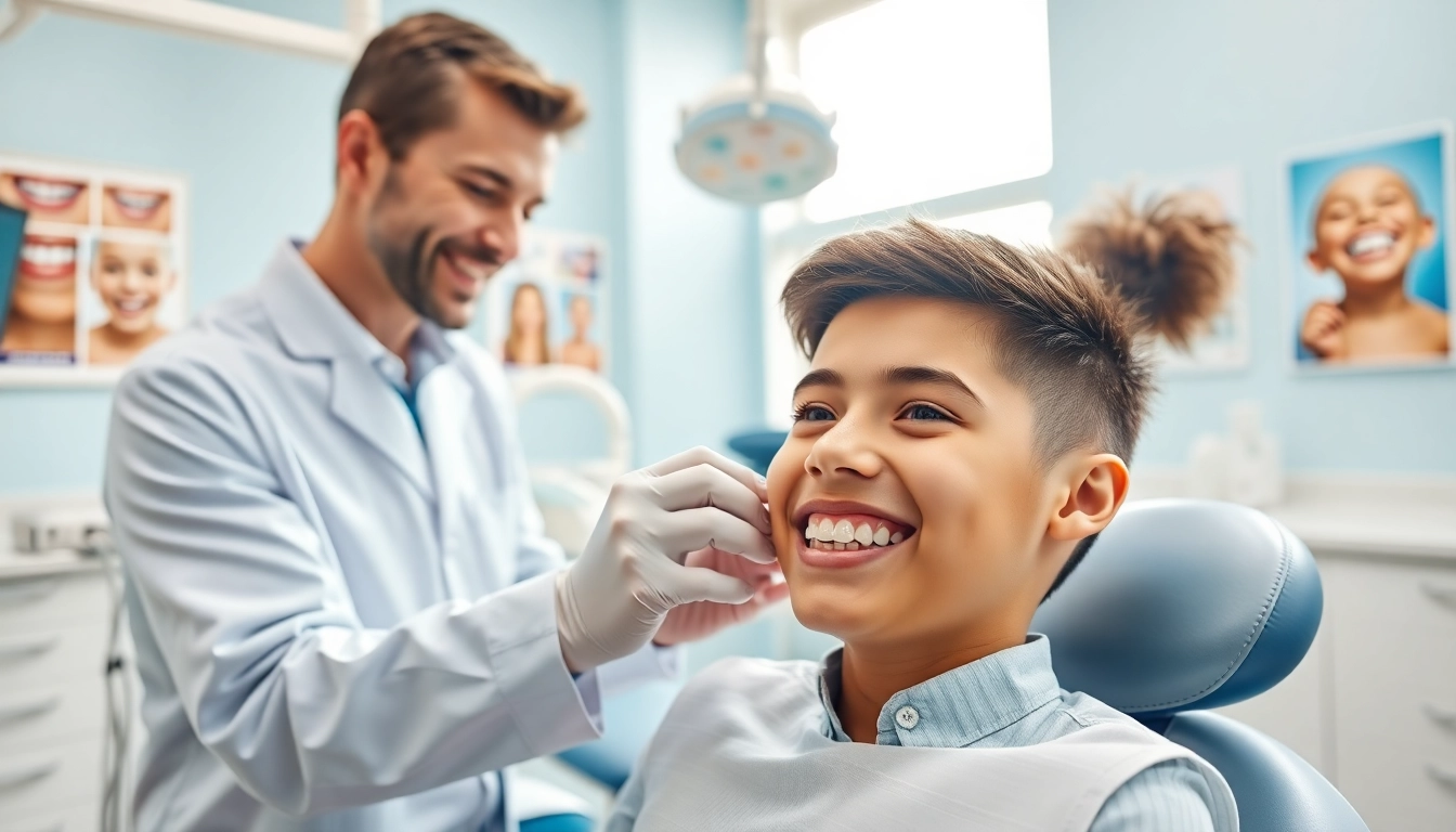 Orthodontics treatment in a professional dental office with a patient getting braces fitted.