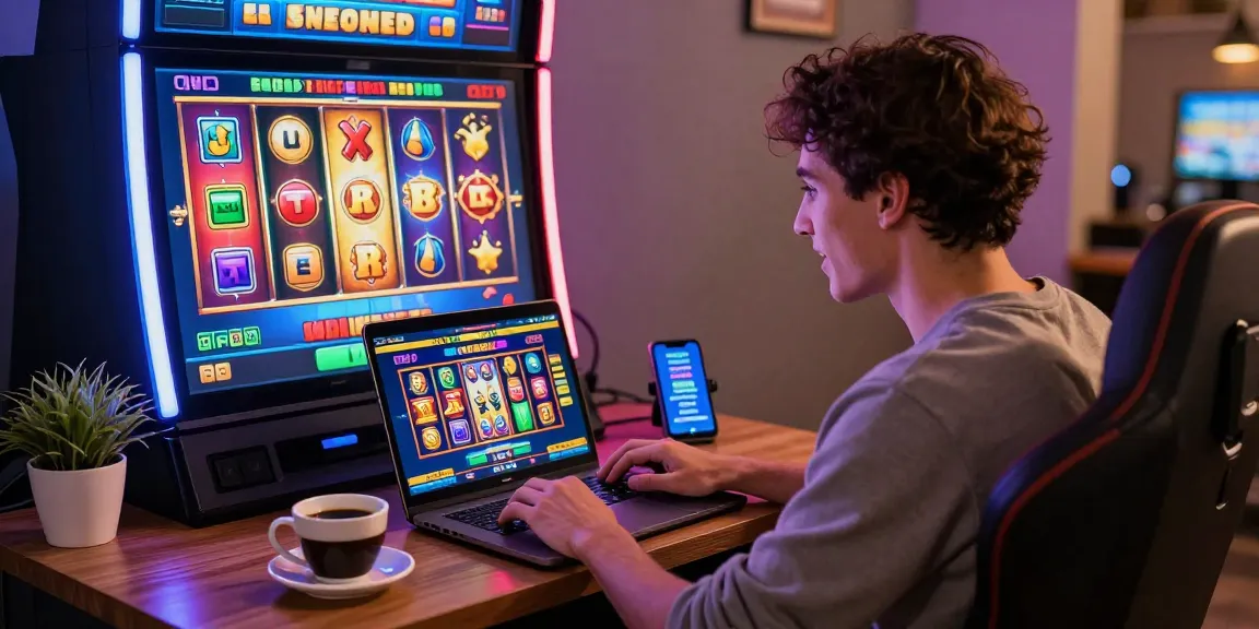 Player at an online slot machine celebrating a slot deposit 5k win with vibrant animations and cozy ambiance.