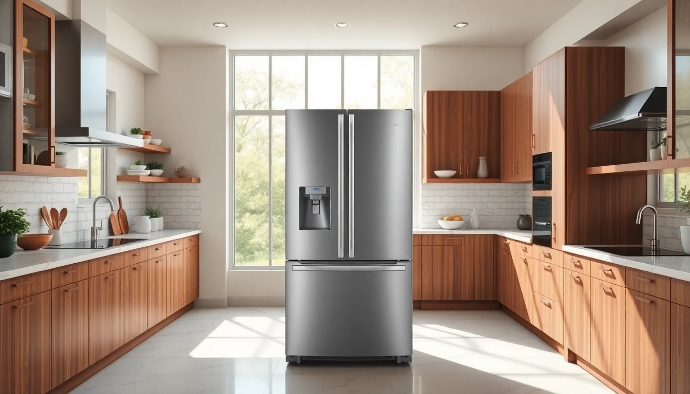 Featuring a modern freezer in a bright, inviting kitchen, showcasing sleek design and organization.