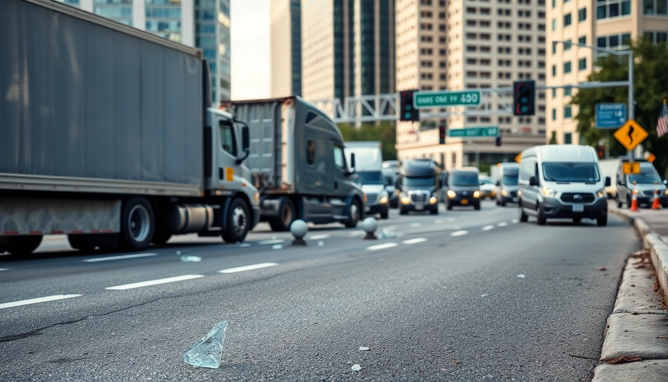 Clearwater truck accident attorney assessing a collision scene on a busy road.