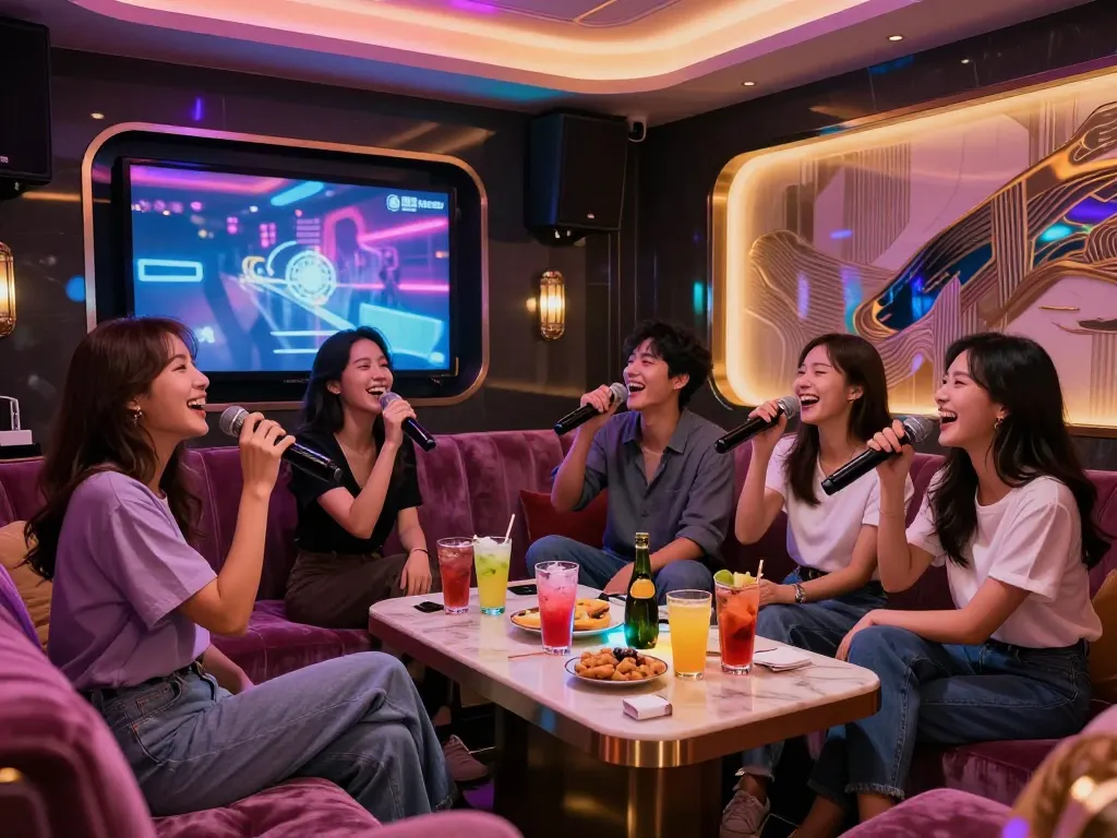 Experience luxurious karaoke at https://www.gangnamtune.com/ with vibrant lighting and stylish decor.