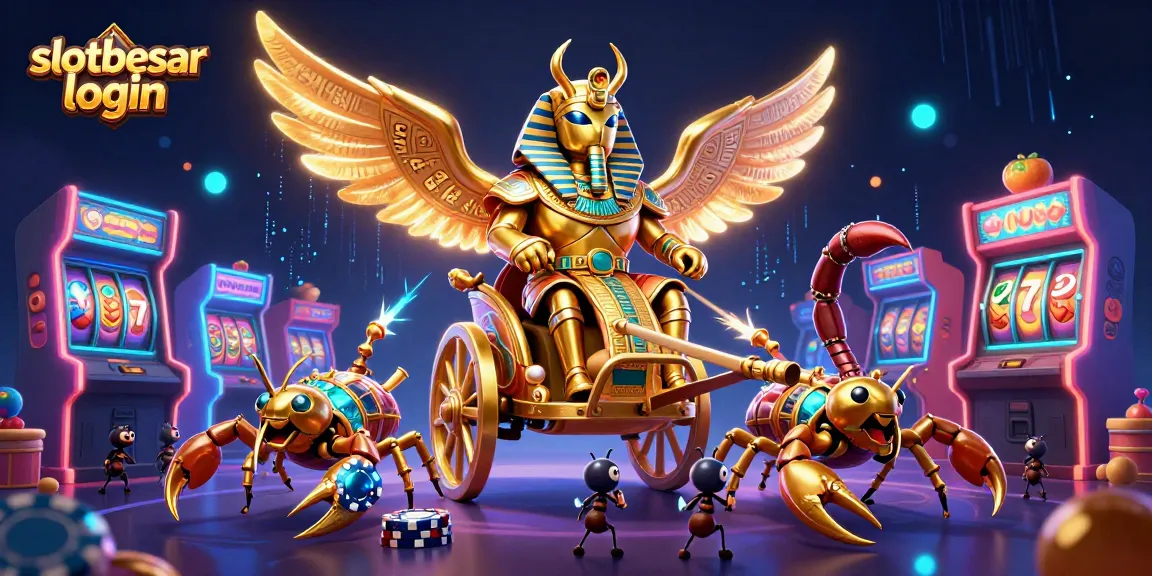 Experience thrilling gameplay with slotbesar login in an electrifying casino scene filled with vibrant characters and elements.