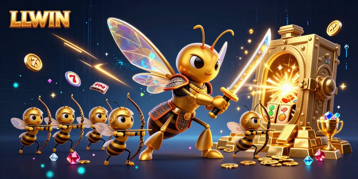 Experience the thrilling action at LLWIN with vibrant slot reels, gold treasures, and captivating samurai characters.