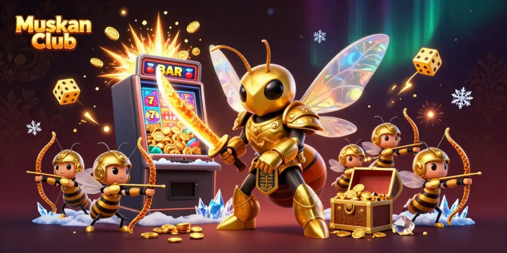 Experience thrilling wins at Muskan Club with vibrant casino-themed 3D illustration showcasing gameplay excitement.