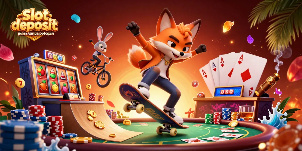 Menang besar dengan slot deposit pulsa tanpa potongan dalam ilustrasi 3D penuh warna menarik.