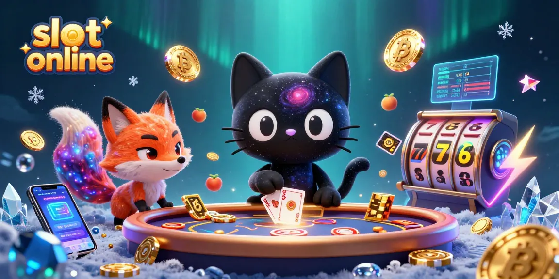 Experience slot online with a cosmic cat at a casino table pulling in winning chips!