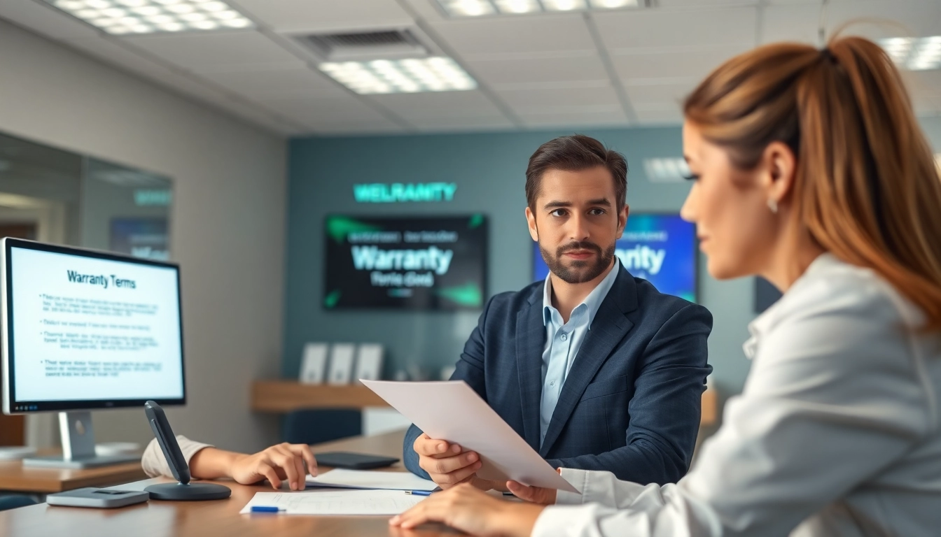 Engaging discussion at a warranty company with clear exclusions, highlighting customer service and transparency.