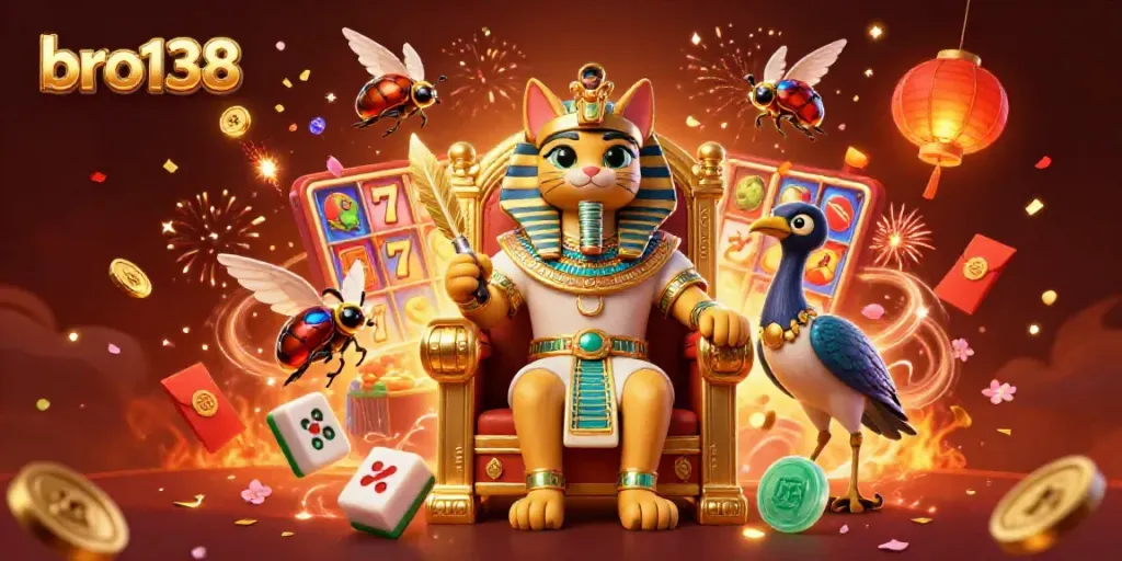 Spin slots and win big with bro138 amidst a vibrant casino scene filled with Egyptian riches.