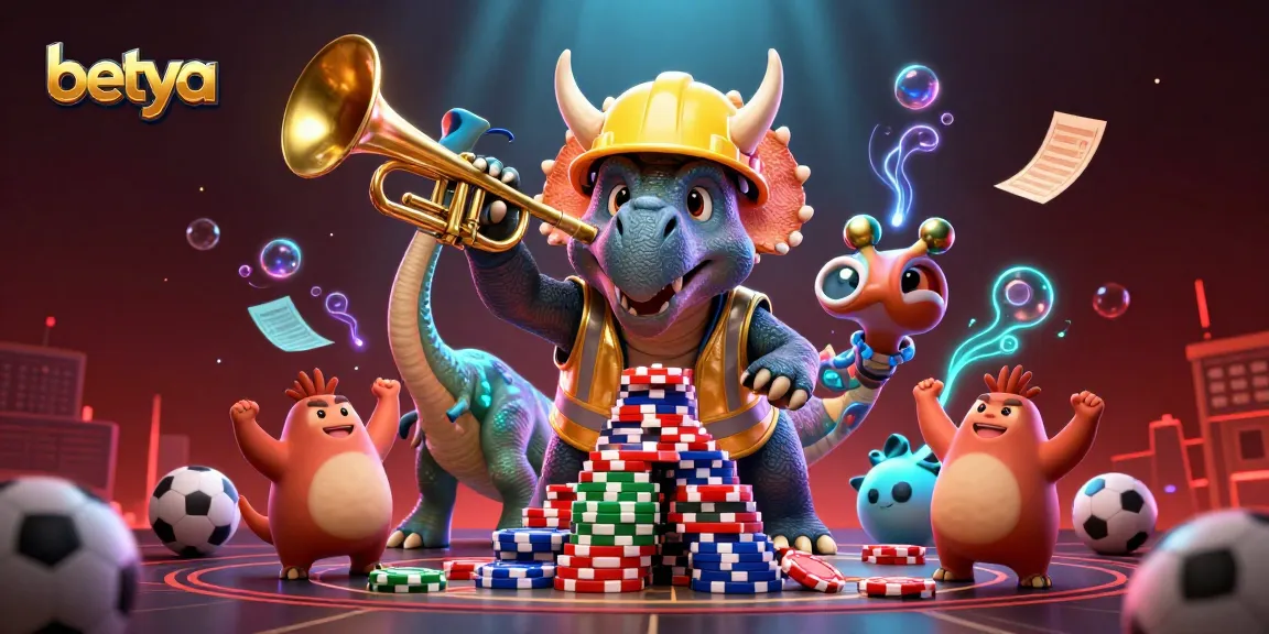 Engage in thrilling sports betting action with betya, featuring a dynamic 3D scene of colorful characters.