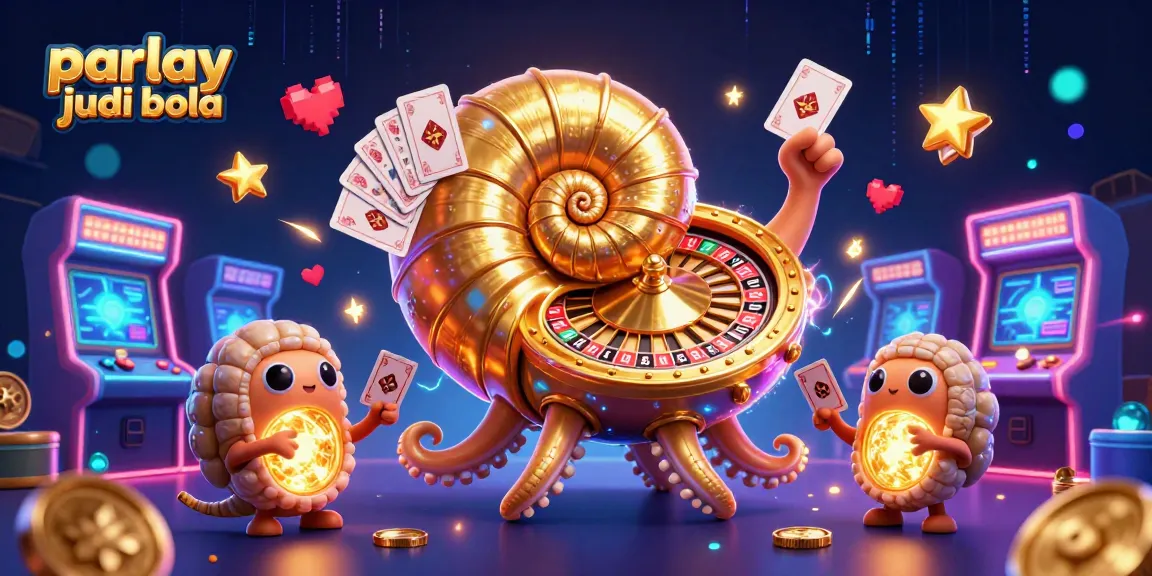 Place your bets with parlay judi bola in this vibrant 3D scene featuring interactive casino elements.