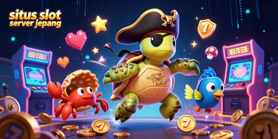 Engage with situs slot server jepang featuring vibrant characters, slot machines, and treasure