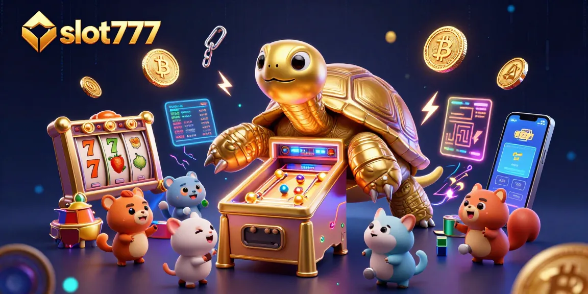 Play exciting slot777 games featuring a golden tortoise pinball machine and vibrant casino themes.