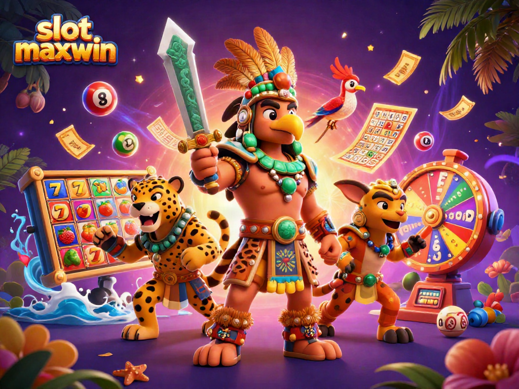 Spin the slot maxwin reels with Aztec warriors and vibrant casino elements!