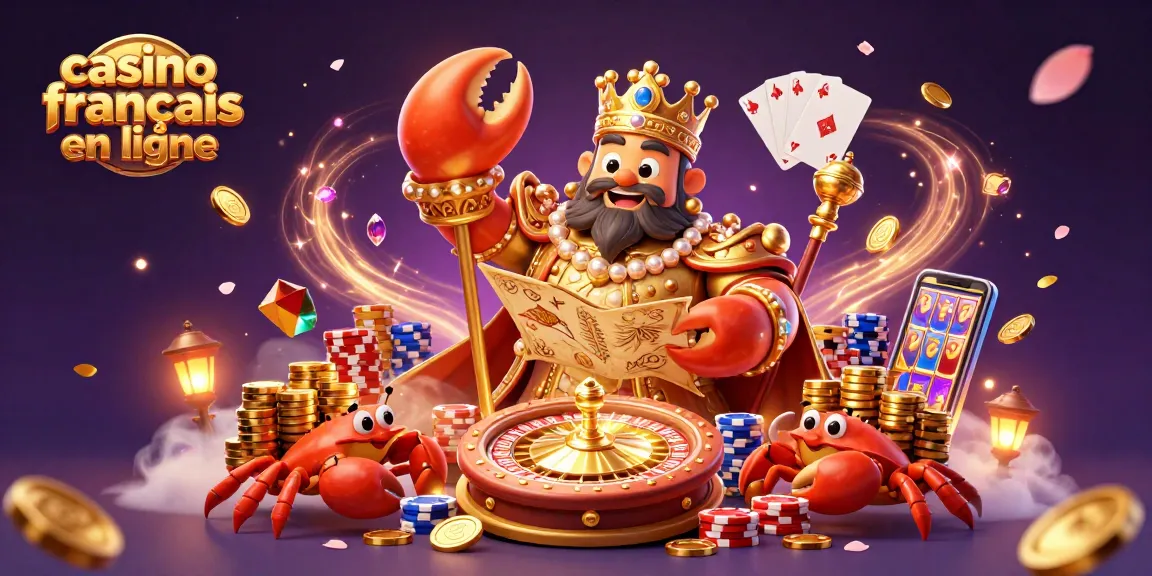 Profitez de l'excitation du casino français en ligne avec un crabe en or et des jeux brillants.