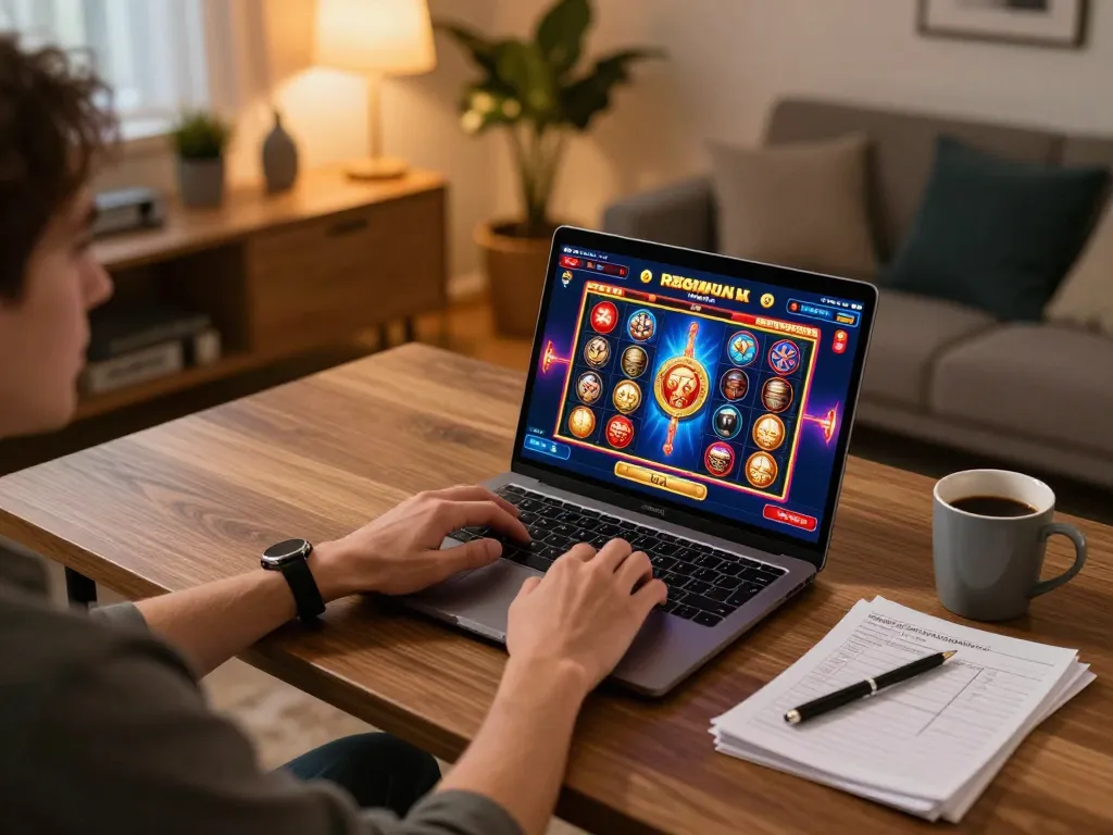 Engaging gameplay experience showcasing casino senza registrazione on a laptop at home.