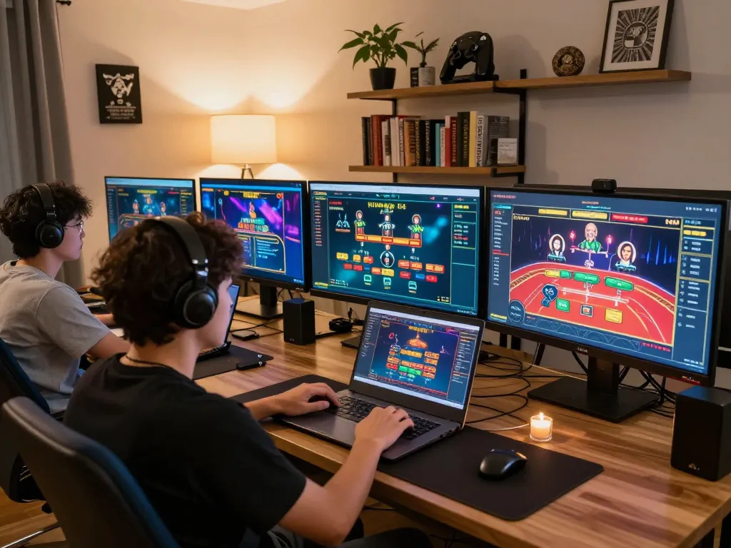 Engaging with nano banana 3 during an online casino session in a modern home setting.