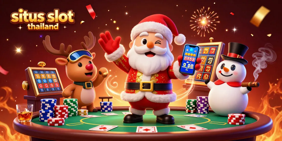 Engage with the best situs slot thailand utilizing lucky slot reels and colorful casino elements in this festive scene.