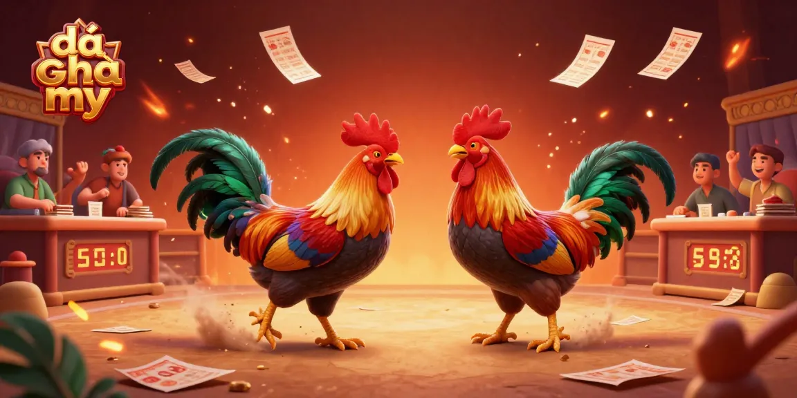 The cockfighting arena illustrates the excitement and strategy of đá gà mỹ, showcasing vibrant roosters and cheering fans.