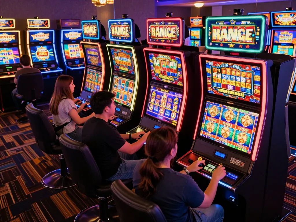 Players enjoying vibrant slot machines on the trang chủ nohu90 platform, experiencing thrilling payouts and excitement.