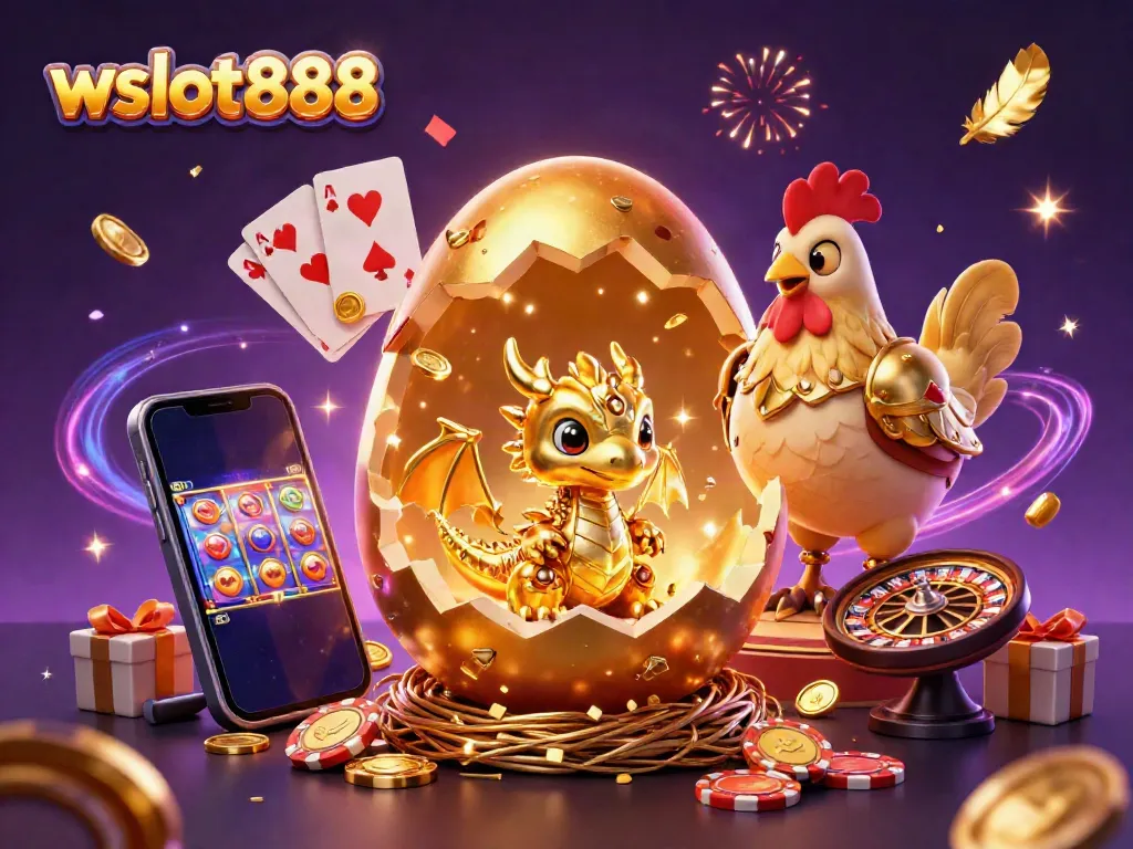 Permainan slot menakjubkan di wslot888 dengan naga emas dan chip poker