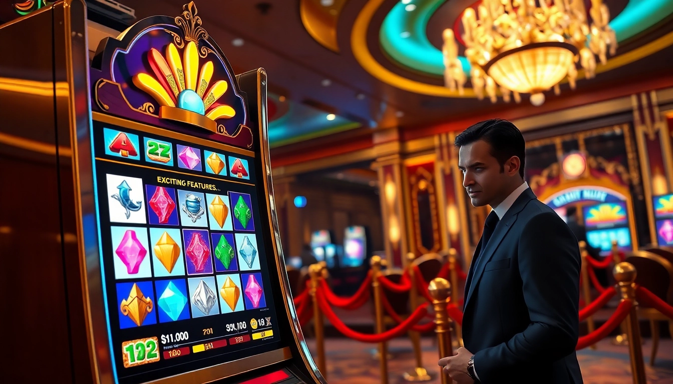 Engaging players at the Slot Demo Scatter Hitam slot machine in a vibrant casino atmosphere.