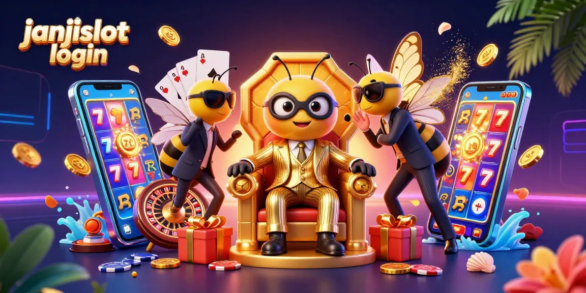Experience entertainment with a vibrant janjislot login scene depicting a bumblebee mob boss amidst lively casino elements.