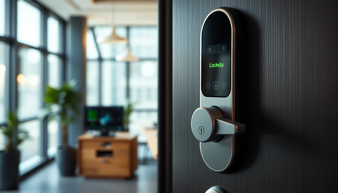 Locksta Sicherheitssystem in professionellem Büro-Setting mit modernem Design und technischer Funktionalität.