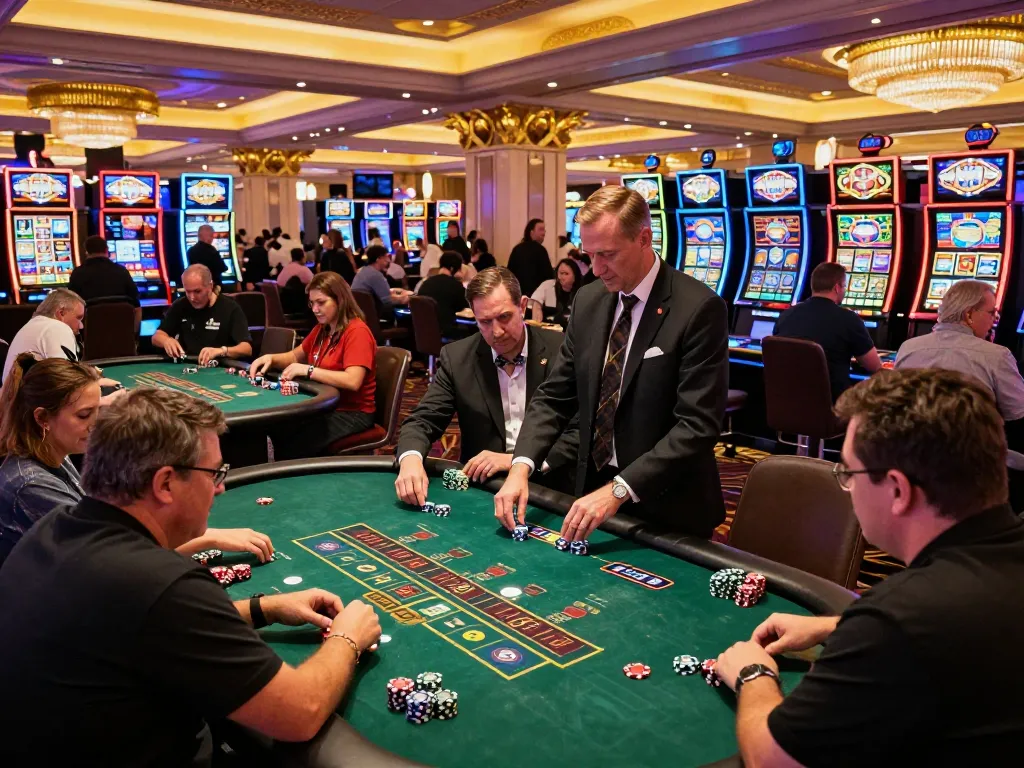 Players at a blackjack table in a vibrant Vegas casino, showcasing the hidden wiki dark web gambling strategy atmosphere.