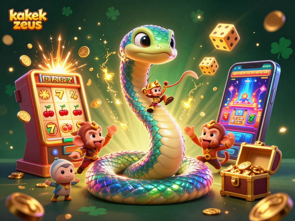 Spin the reels with kakek zeus in this vibrant slot scene filled with coins and colorful elements.