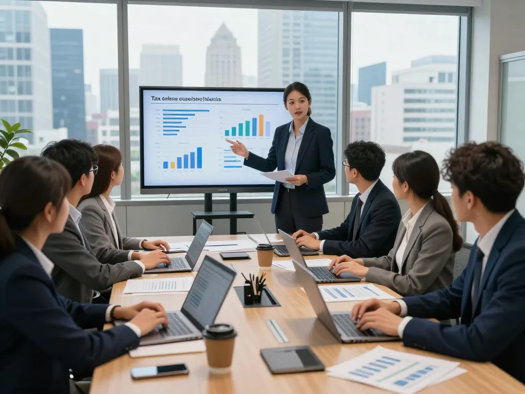 Chartered accountants collaborating on financial strategies, read more here for expert tax solutions.