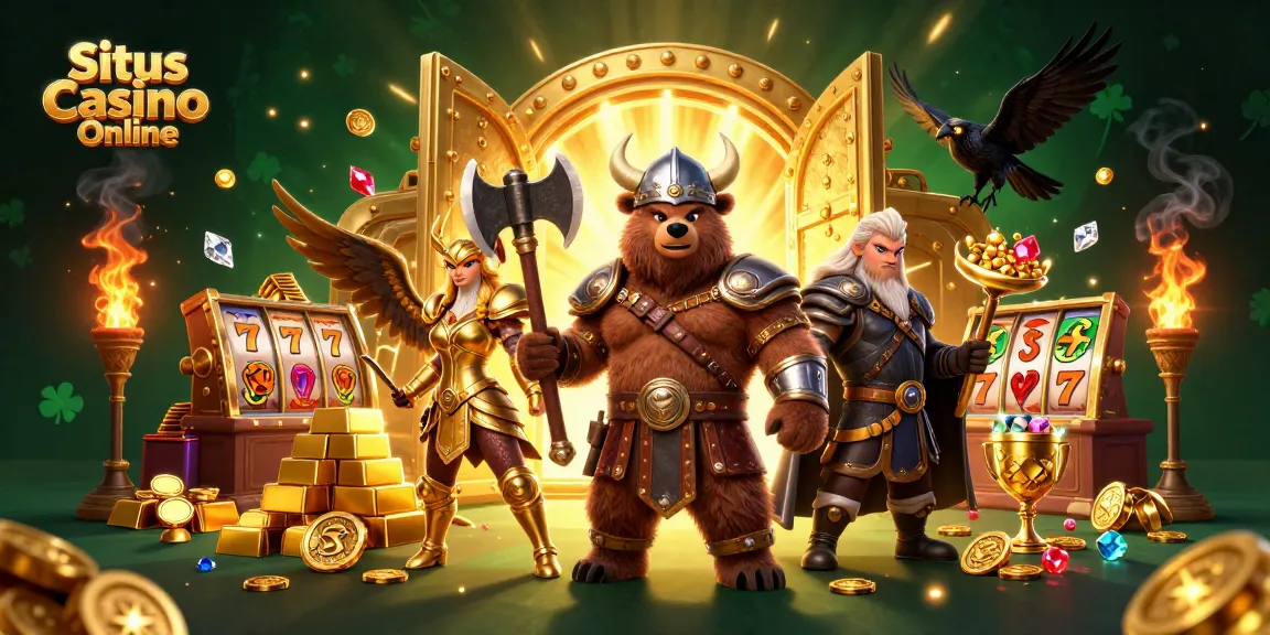 Situs Casino Online captivates with a dynamic 3D Viking and eagle scene filled with vibrant casino elements