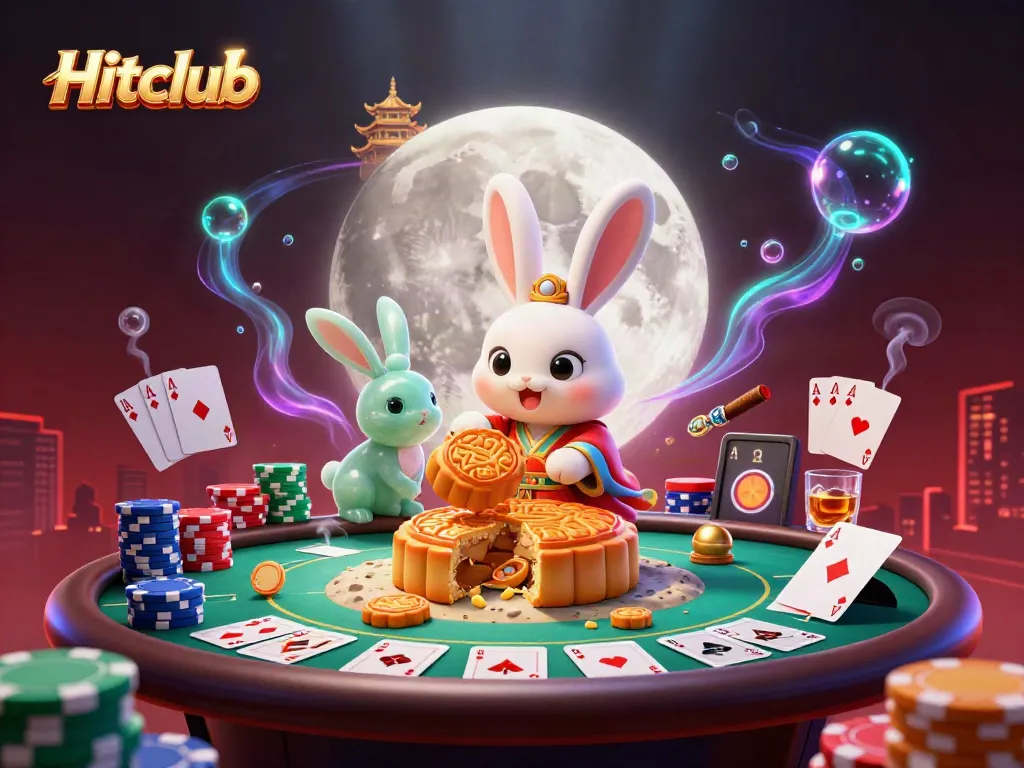 Experience the thrill of gambling with Hitclub in a dynamic lunar casino scene.