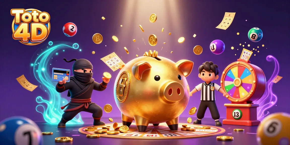 Engage in thrilling Toto 4D adventures with colorful lottery balls and lively gaming characters.