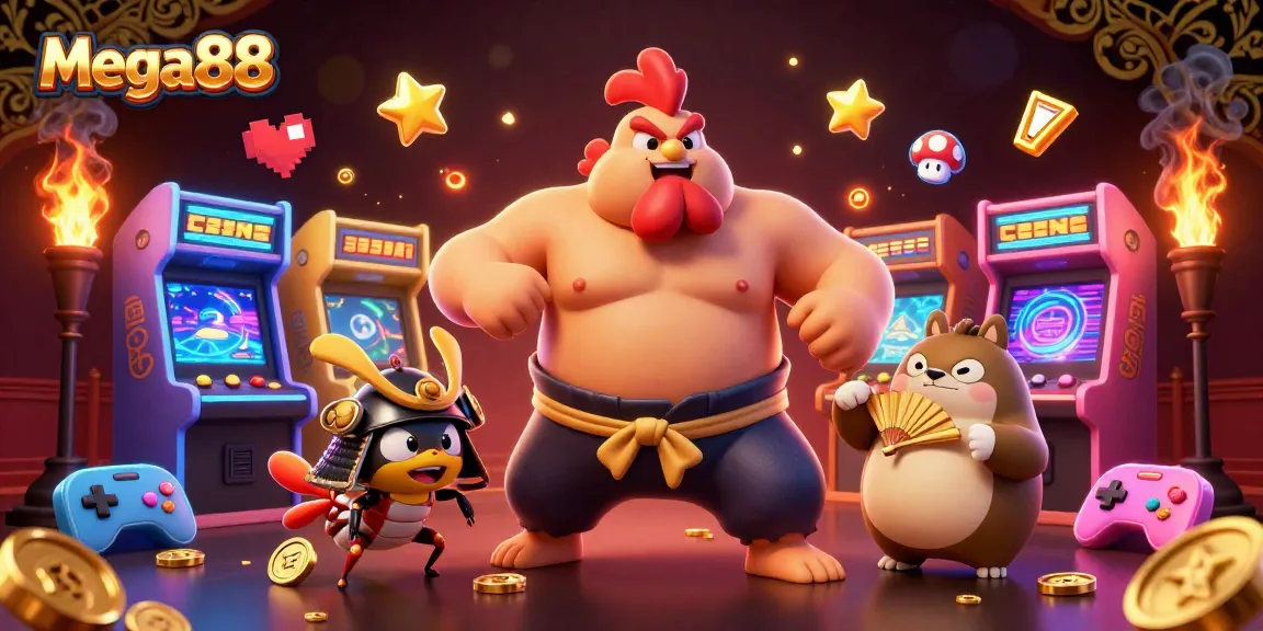 Mega88 menampilkan slot meriah dengan karakter juara sumo dan kriket, siap memberi kemenangan besar.
