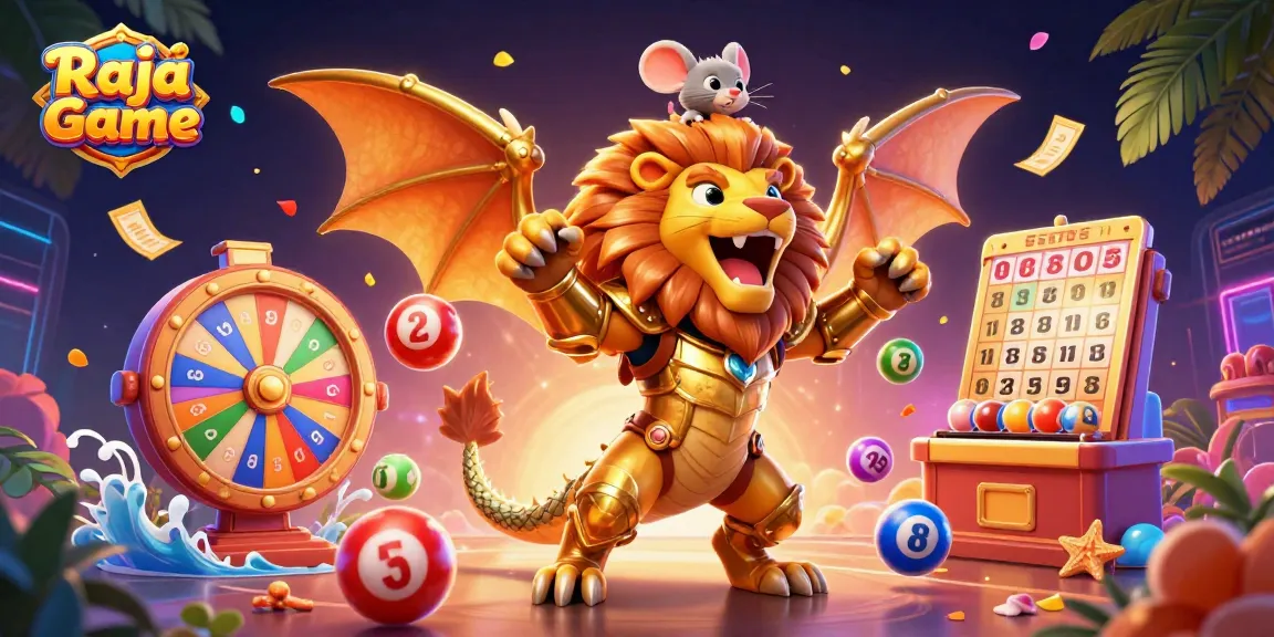 Engage with Raja Game's dynamic online gaming experience featuring colorful lottery elements.