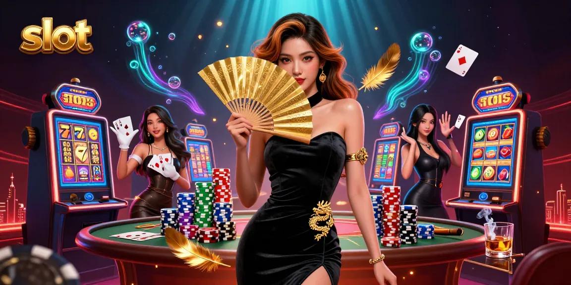 Spin the reels on captivating slot machines in this vibrant casino scene.