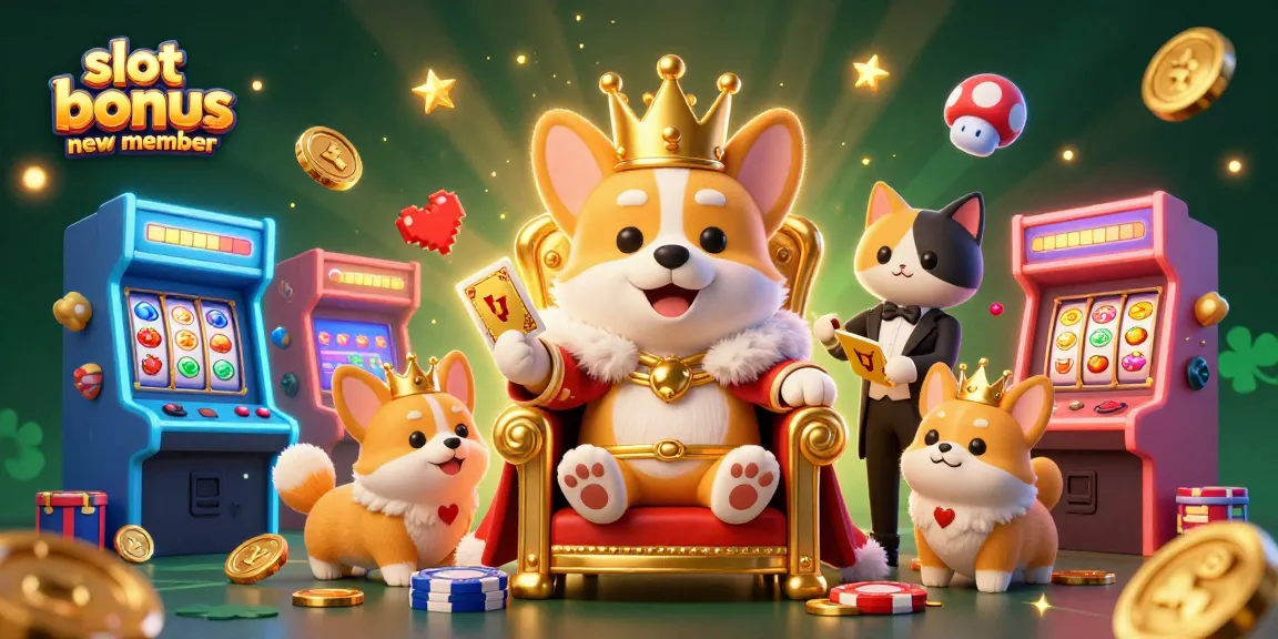 Engage with the slot bonus new member in a vibrant 3D casino scene full of luck and excitement.