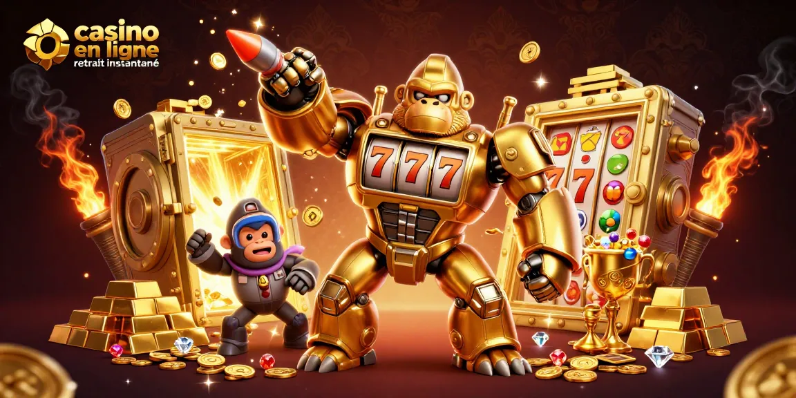 Gagnez avec le casino en ligne retrait instantané grâce à un gorille mech transformateur et des machines à sous.