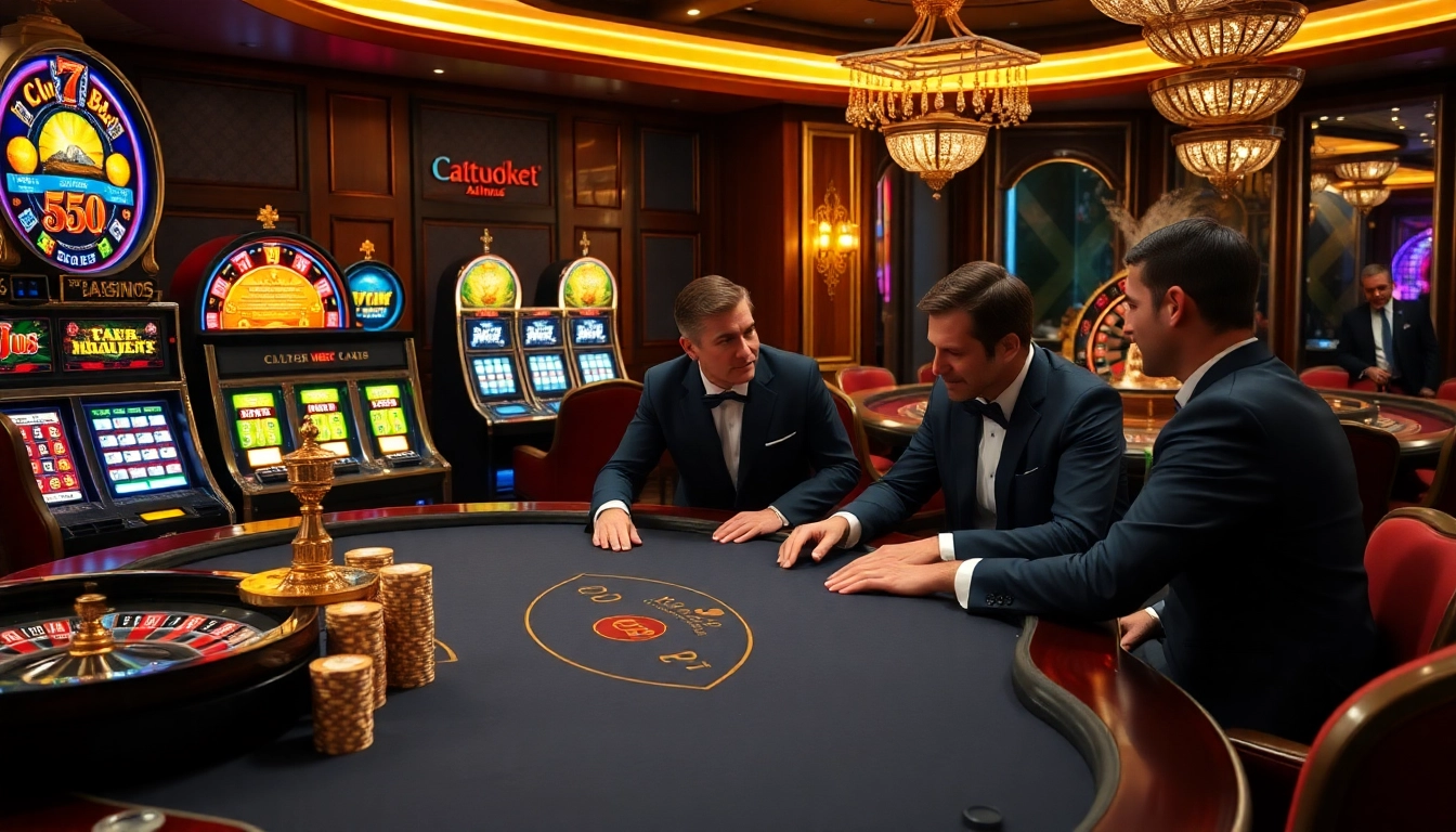 Experience thrilling gaming with 7upbet at an upscale casino, showcasing poker and roulette.